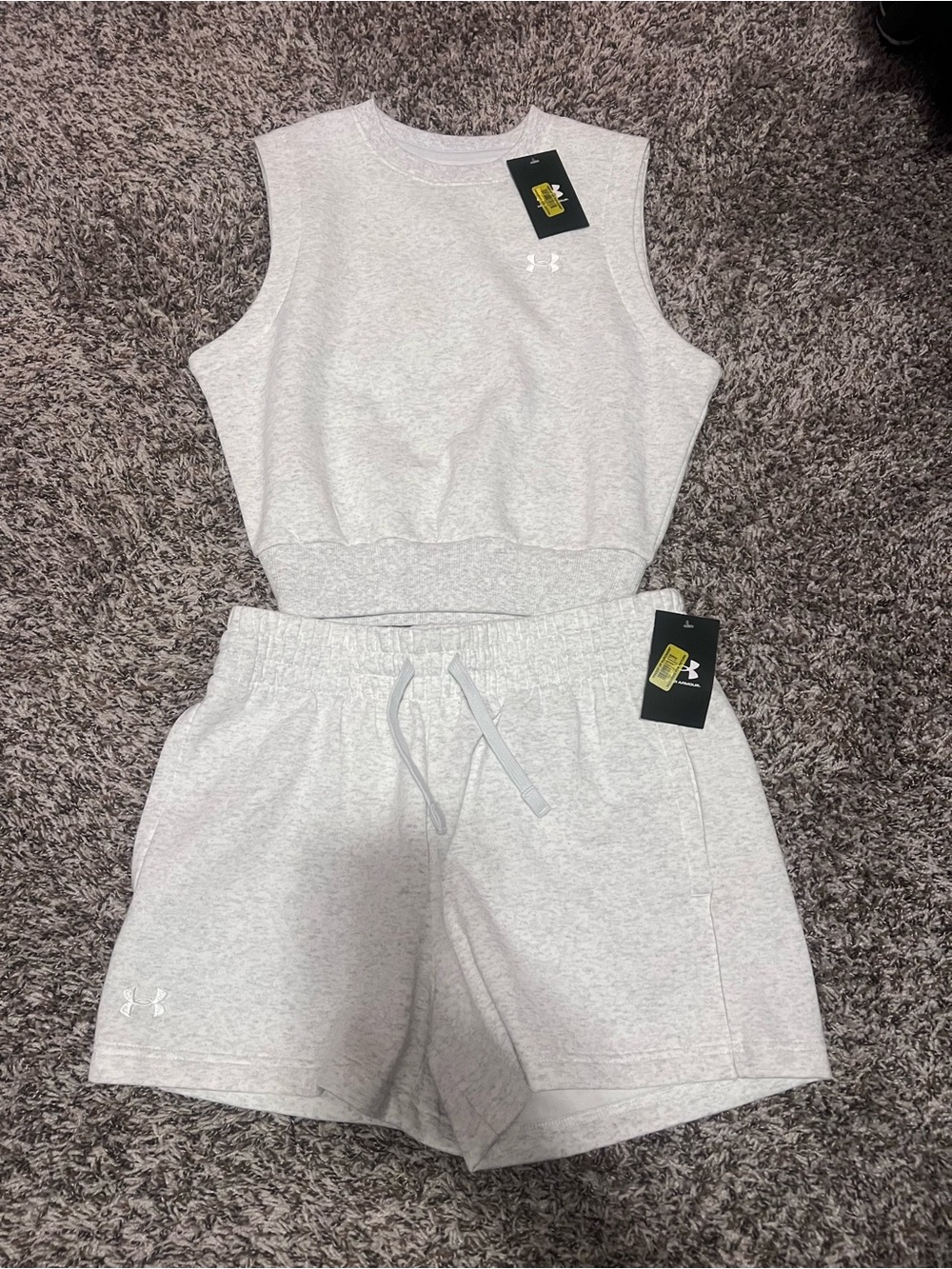 Under Armour Heather Gray Sleeveless Crop Top & Drawstring Shorts Set